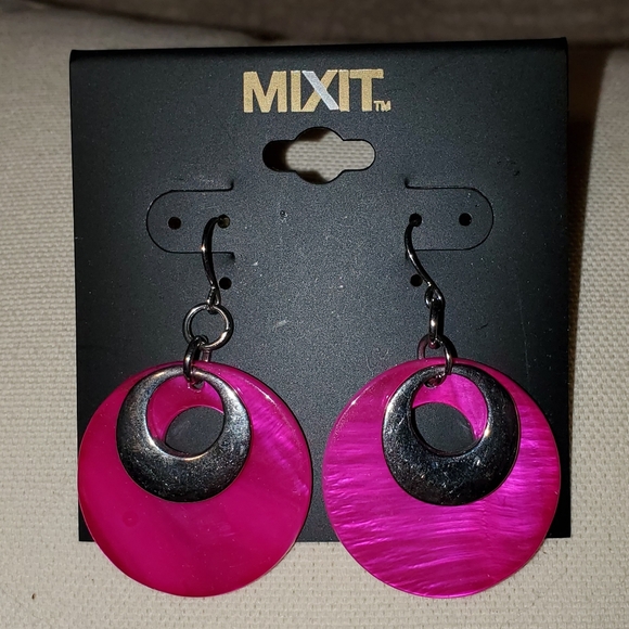 Mixit Jewelry - 5 for $20 | Mixit Hot Pink and Silver Circular Dangle Earrings